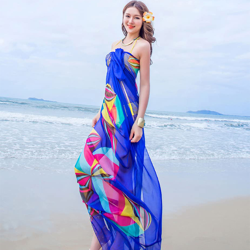 Printed Wrap Skirt - 파레오 스카프 여성용 비치 사롱 비치