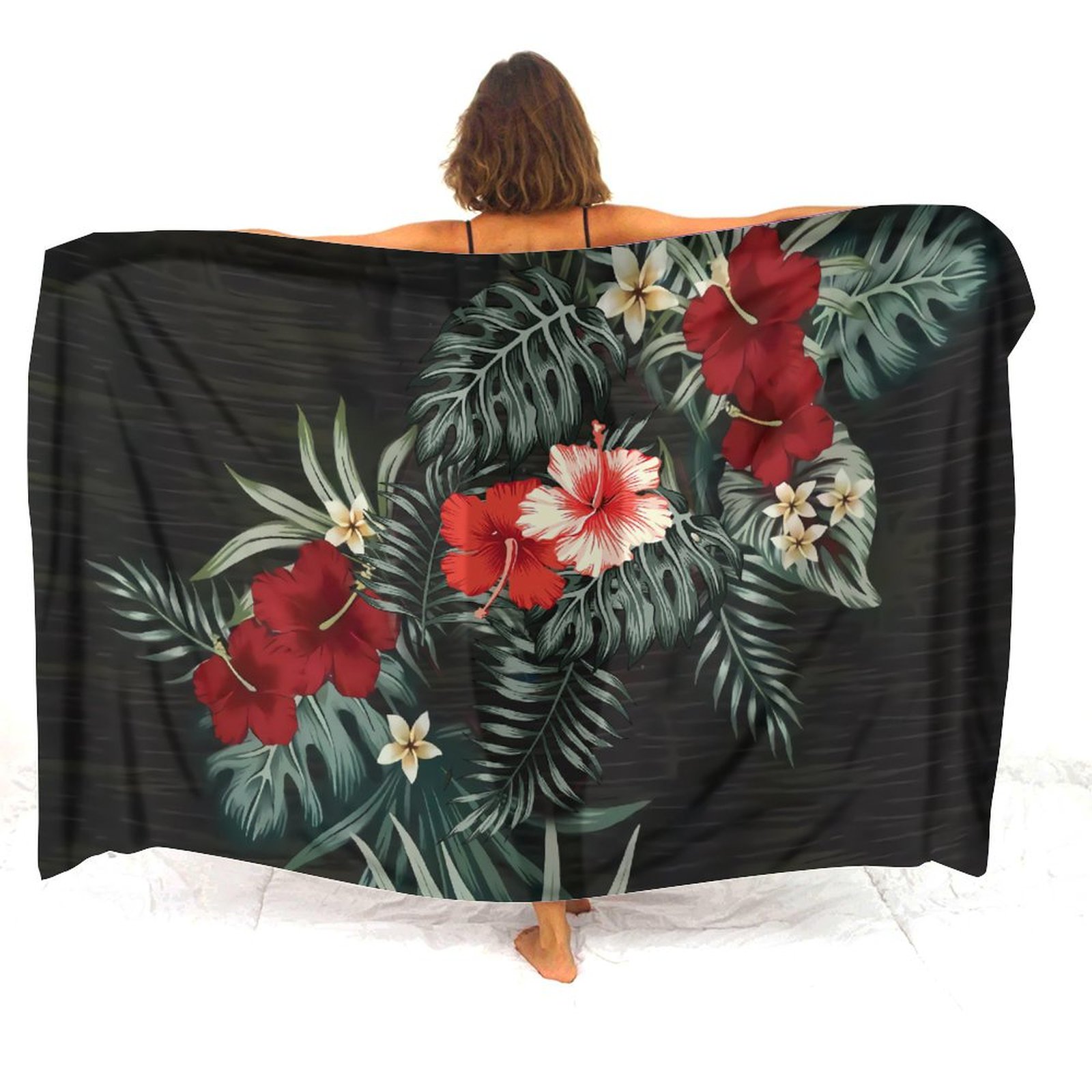 Printed Wrap Skirt - 하와이안 해변 앞치마, 폴리네시안 빈티지 히비스커스
