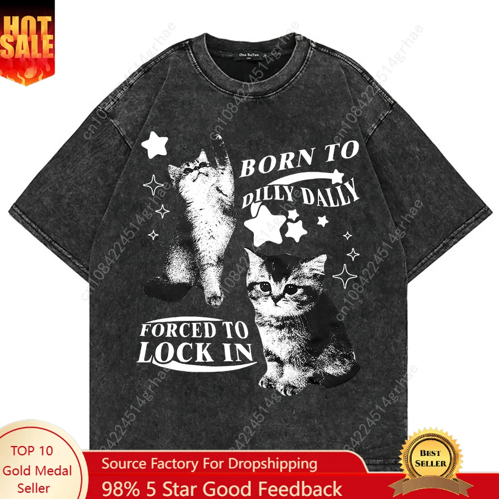 Women'S Fashion Graphic Tees - 100% 코튼 빈티지 워싱 Y2K 재미있는