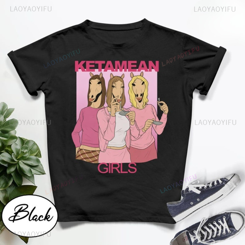 Women'S Fashion Graphic Tees - Ketamean Funny Horse Girl 그래픽 티셔츠