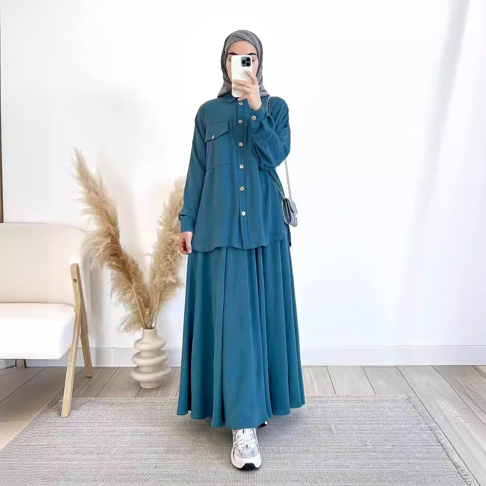 Turkey Women Fashion - 여성을위한 2 피스 긴 소매 셔츠와