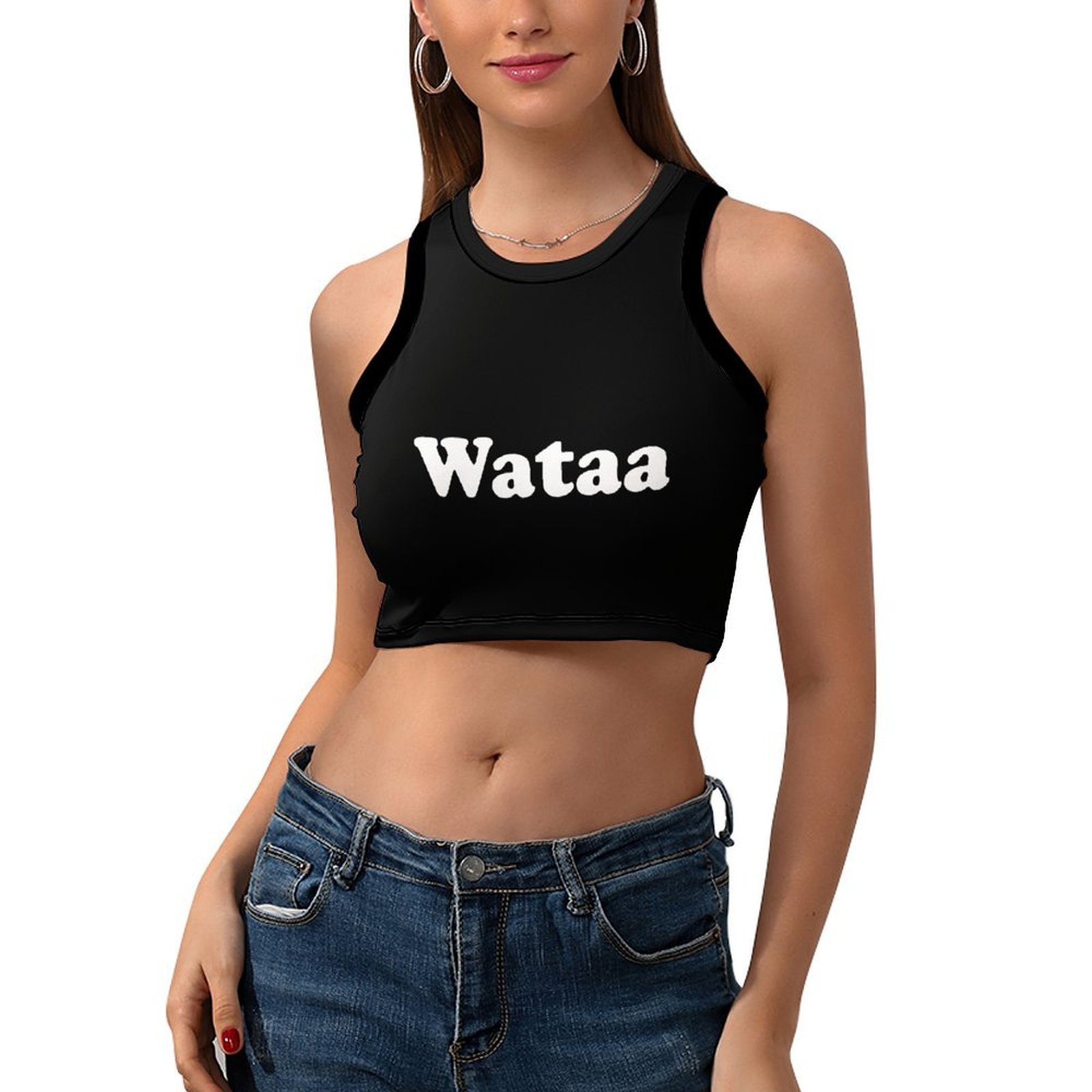 Women'S Fashion Graphic Tees - 여성용 Wataa 레터 그래픽 콘트라스트 트림