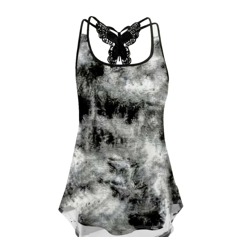 Women'S Fashion Vest Tops - 플러스 사이즈 1XL-5XL 프린트 탱크 탑