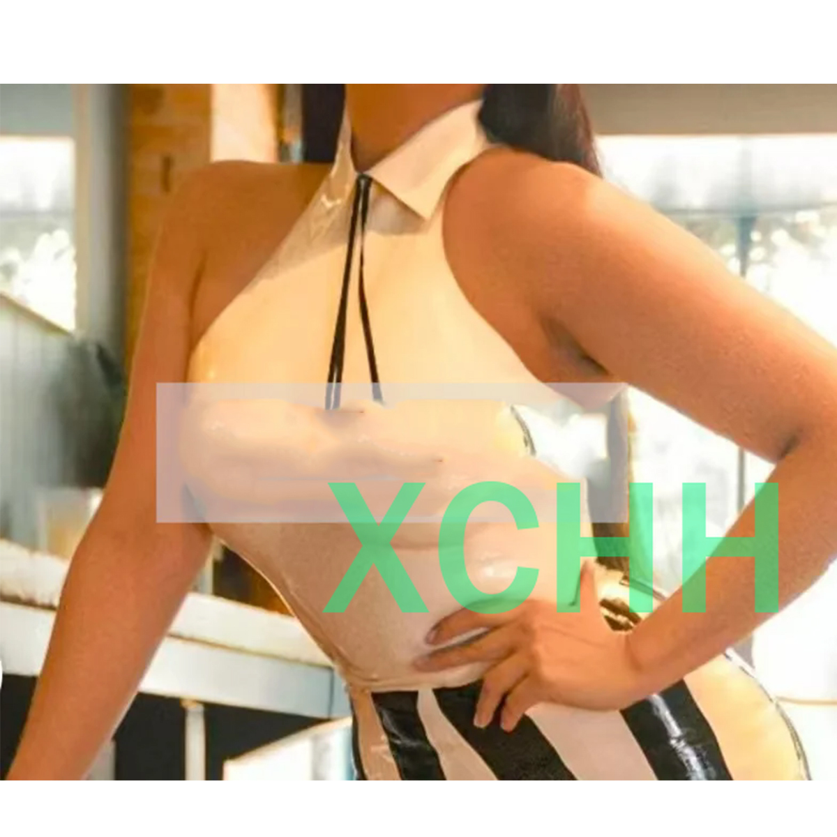 Women'S Fashion Vest Tops - 천연 라텍스 섹시 여성 칼라 홀터