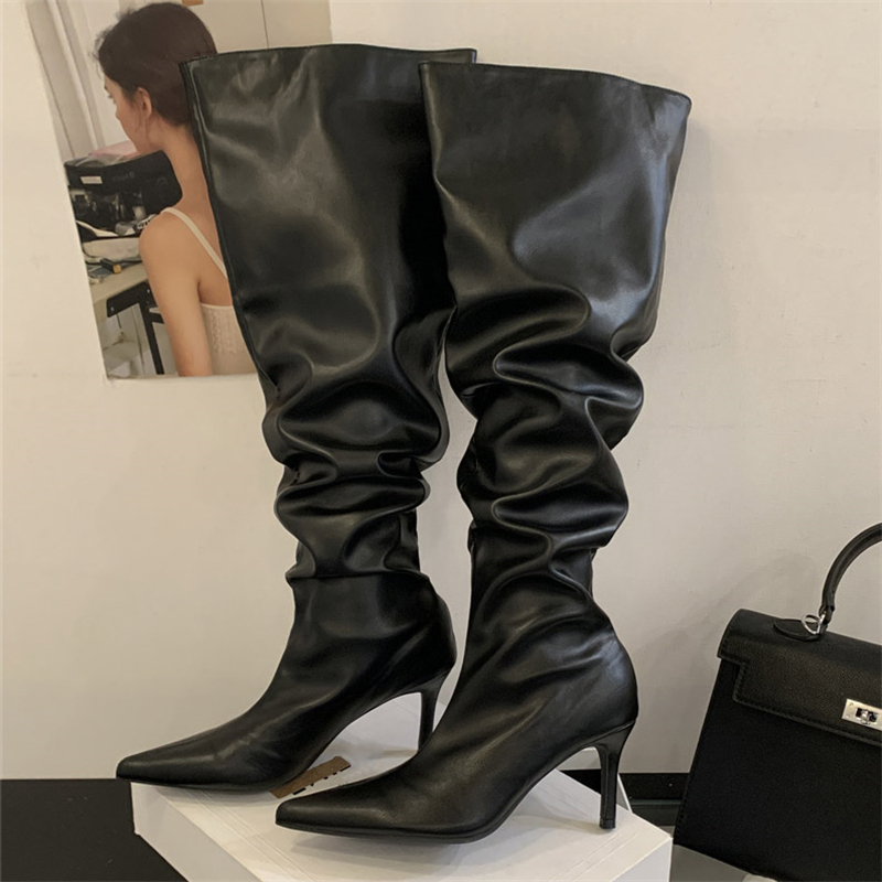 2026년 겨울 디자인 플리츠 포인티드 토 여성 롱 오 - Women'S Fashion Leather Boots 리뷰 및 가격