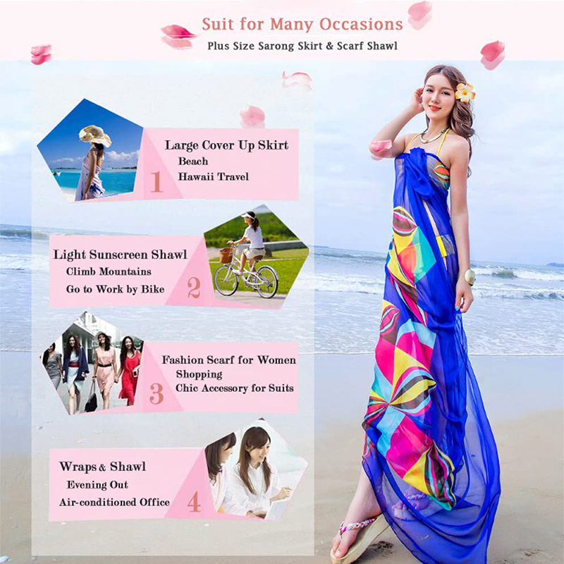 파레오 스카프 여성용 비치 사롱 비치 커버 업, 여름  - Printed Wrap Skirt 리뷰 및 가격