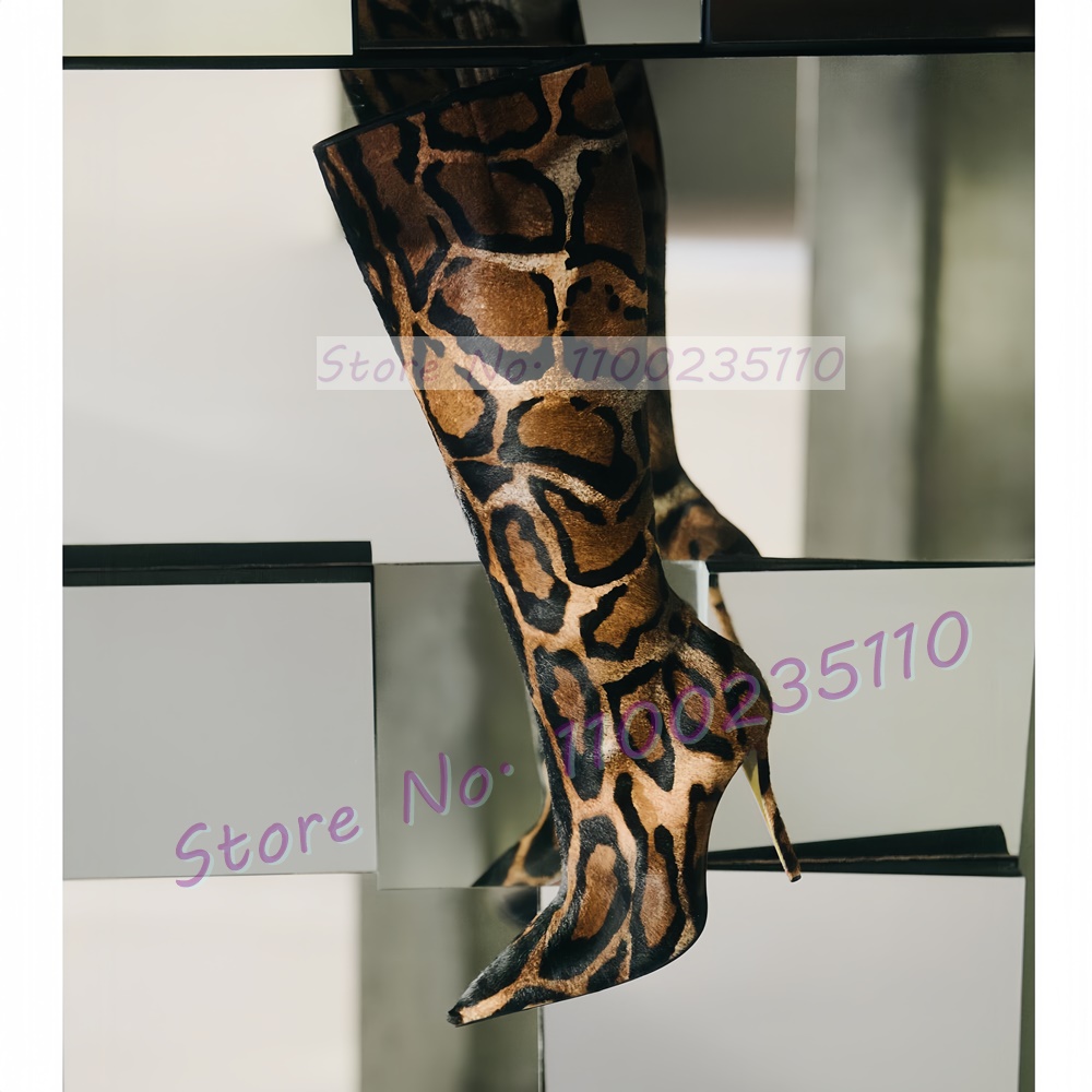레오파드 프린트 인조 말털 니하이 부츠 여성 패션 포인 - Women'S Fashion Leather Boots 리뷰 및 가격