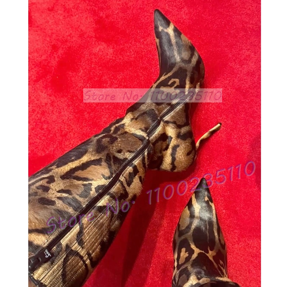 레오파드 프린트 인조 말털 니하이 부츠 여성 패션 포인 - Women'S Fashion Leather Boots 리뷰 및 가격
