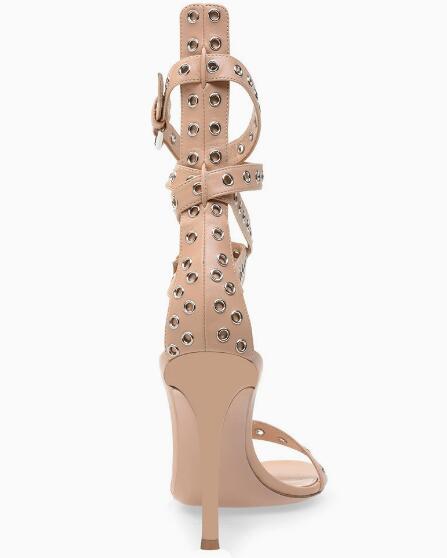 살구색 골드 실버 가죽 아일렛 메탈 버클 하이힐 샌들  - Women'S Fashion Leather Boots 리뷰 및 가격