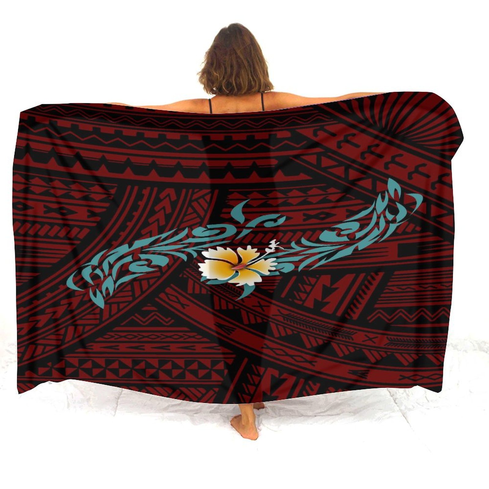 하와이안 해변 앞치마, 폴리네시안 빈티지 히비스커스 꽃 - Printed Wrap Skirt 리뷰 및 가격
