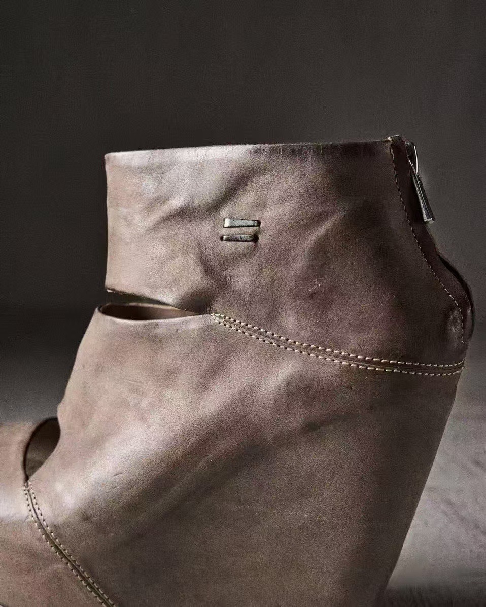 여름 신상 여성 빈티지 그레이 디스트레스 가죽 컷아웃  - Women'S Fashion Leather Boots 리뷰 및 가격