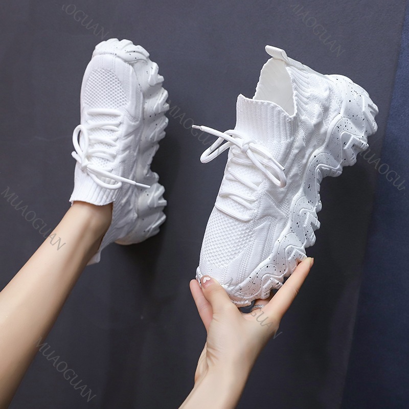 여성 청키 스니커즈 통기성 니트 두꺼운 바닥 미끄럼 방 - Women'S Fashion Running Shoes 리뷰 및 가격