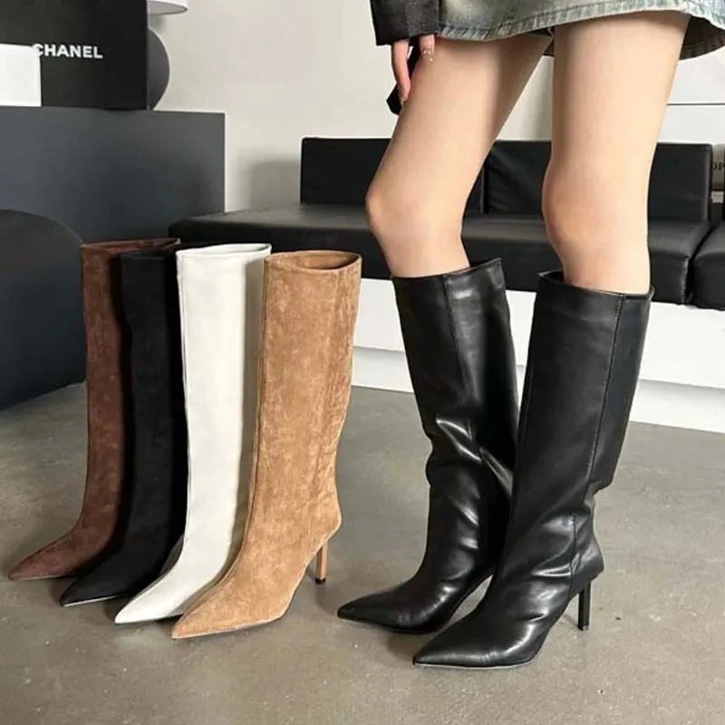 럭셔리 여성 롱 부츠 패션 스웨이드 슬라우치 부츠 프렌 - Women'S Fashion Leather Boots 리뷰 및 가격