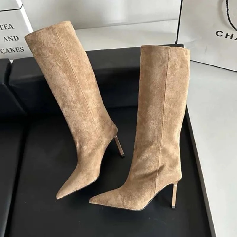 럭셔리 여성 롱 부츠 패션 스웨이드 슬라우치 부츠 프렌 - Women'S Fashion Leather Boots 리뷰 및 가격