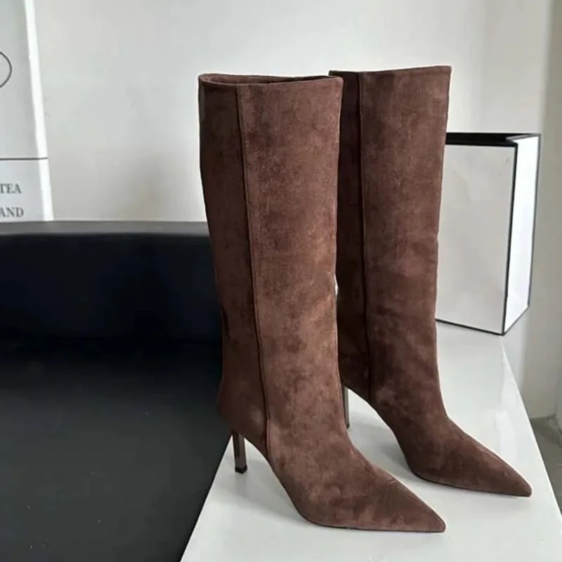 럭셔리 여성 롱 부츠 패션 스웨이드 슬라우치 부츠 프렌 - Women'S Fashion Leather Boots 리뷰 및 가격