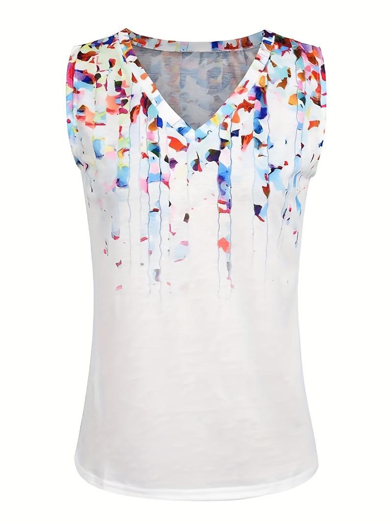 플러스 사이즈 브이넥 플라워 프린트 민소매 캐주얼 루즈 - Women'S Fashion Vest Tops 리뷰 및 가격