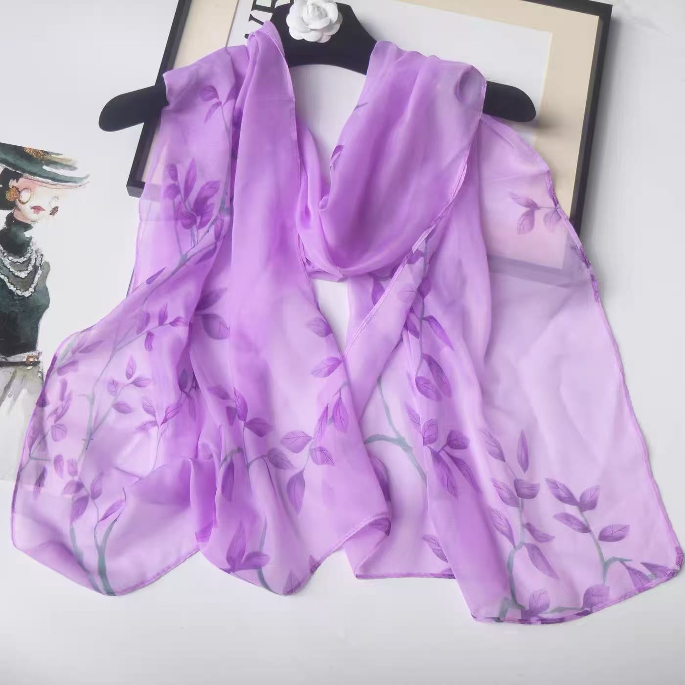잎무늬 실크풍 시폰 스카프 숄, 가볍고 얇은 사롱, 테 - Printed Wrap Skirt 리뷰 및 가격