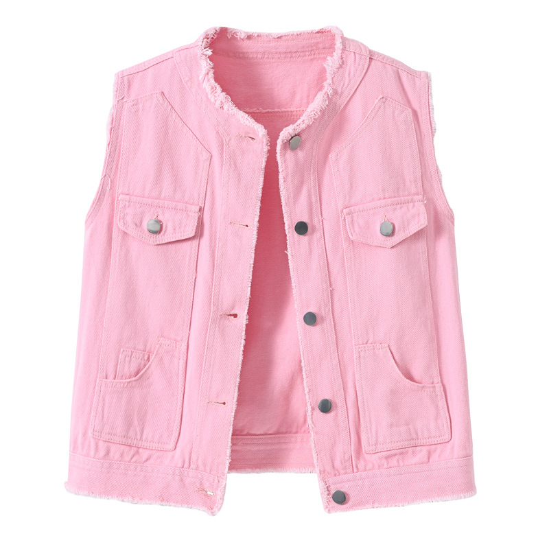 여성 슬리밍 민소매 데님 베스트 라운드넥 여름 트렌드  - Women'S Fashion Vest Tops 리뷰 및 가격