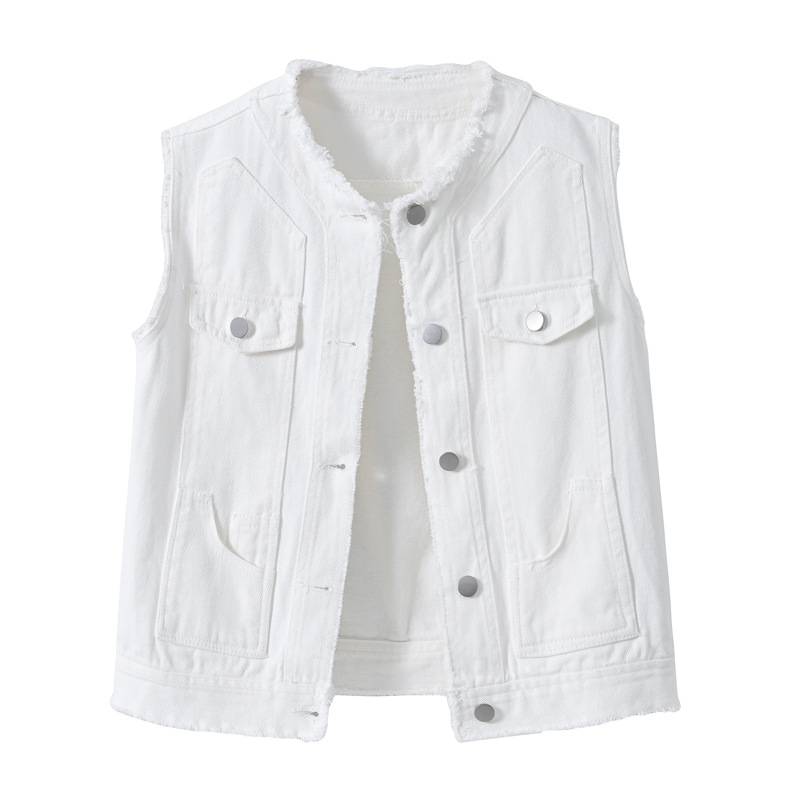 여성 슬리밍 민소매 데님 베스트 라운드넥 여름 트렌드  - Women'S Fashion Vest Tops 리뷰 및 가격