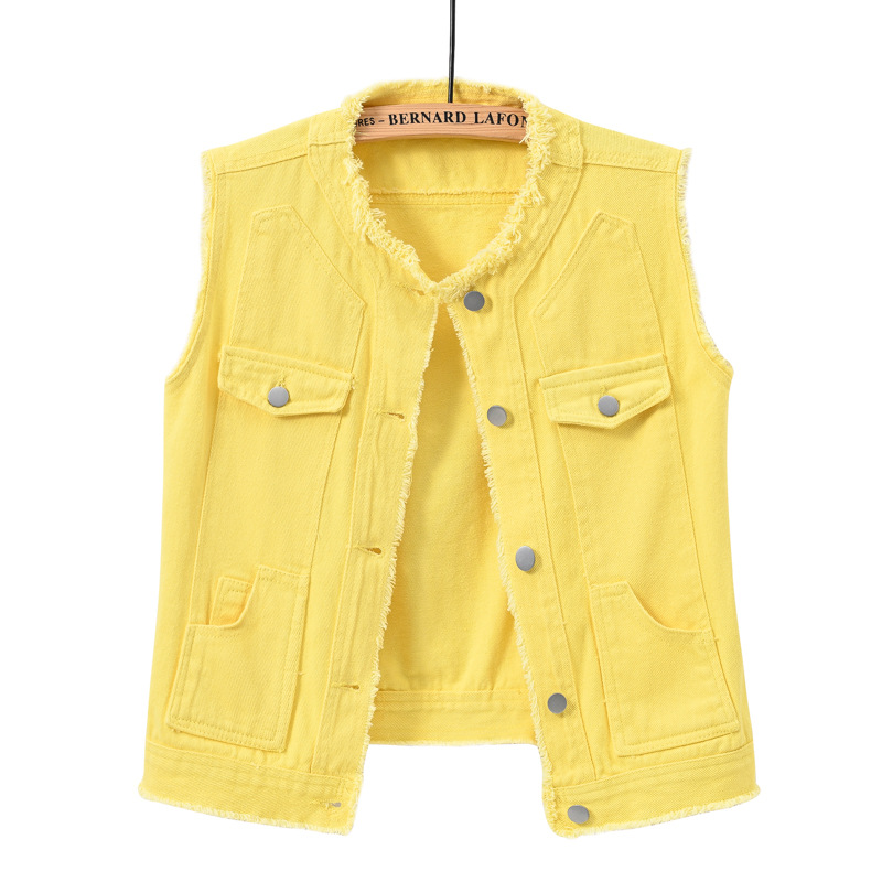 여성 슬리밍 민소매 데님 베스트 라운드넥 여름 트렌드  - Women'S Fashion Vest Tops 리뷰 및 가격