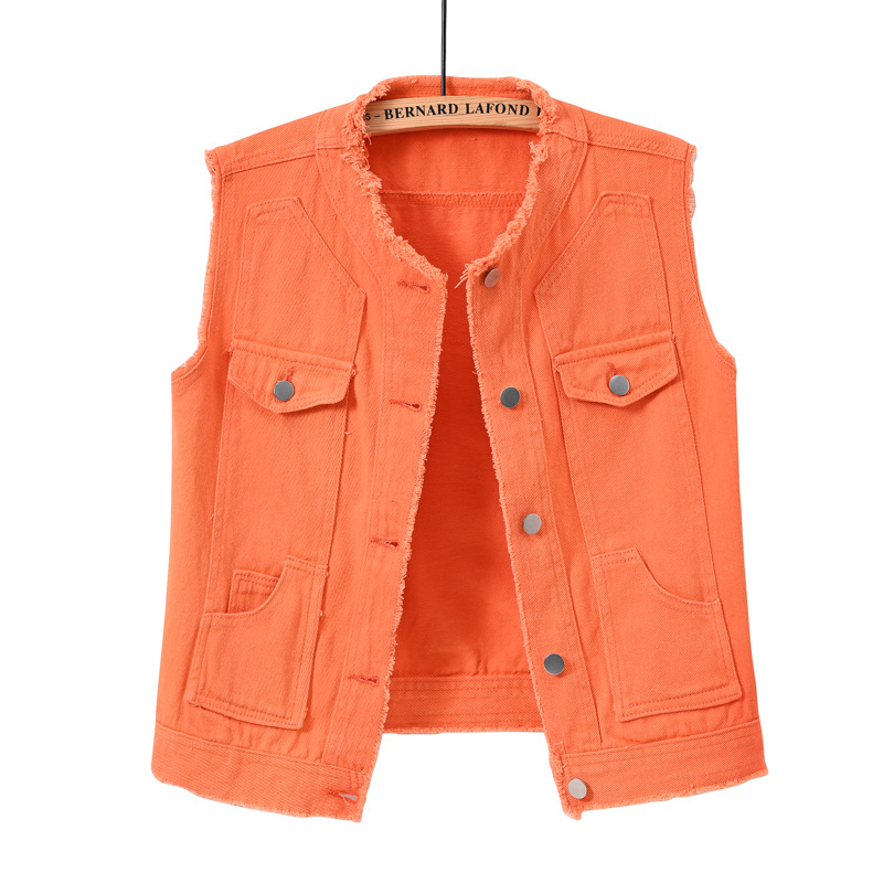 여성 슬리밍 민소매 데님 베스트 라운드넥 여름 트렌드  - Women'S Fashion Vest Tops 리뷰 및 가격