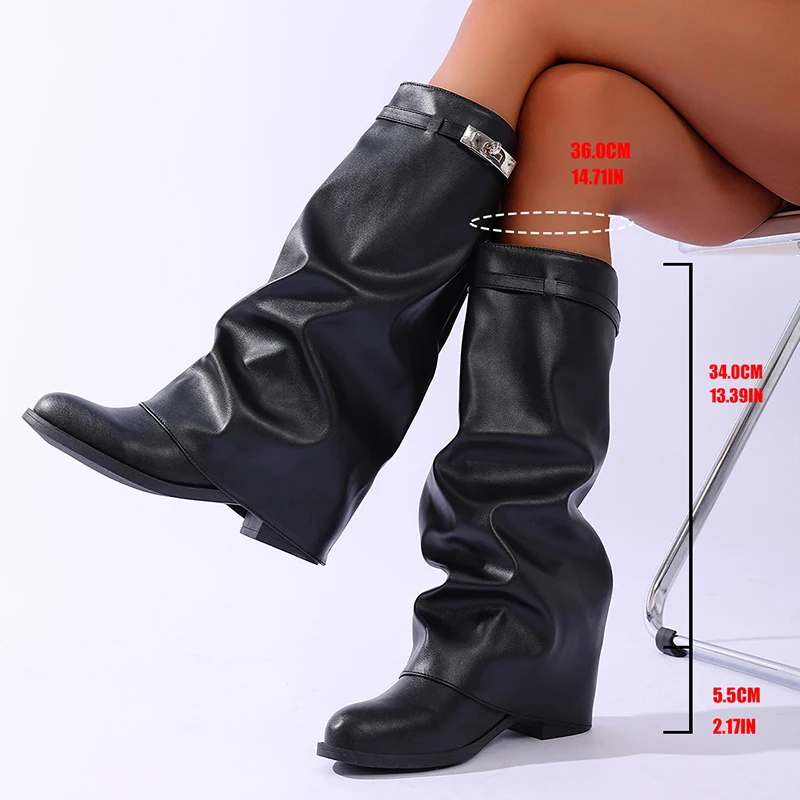 브랜드 디자인 블랙 PU 가죽 니하이 부츠 여성 슬립온 - Women'S Fashion Leather Boots 리뷰 및 가격