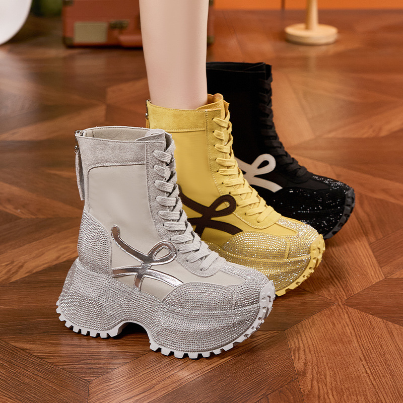 여성 두꺼운 단독 하이 탑 패션 부츠 가을 새로운 컴포 - Women'S Fashion Leather Boots 리뷰 및 가격