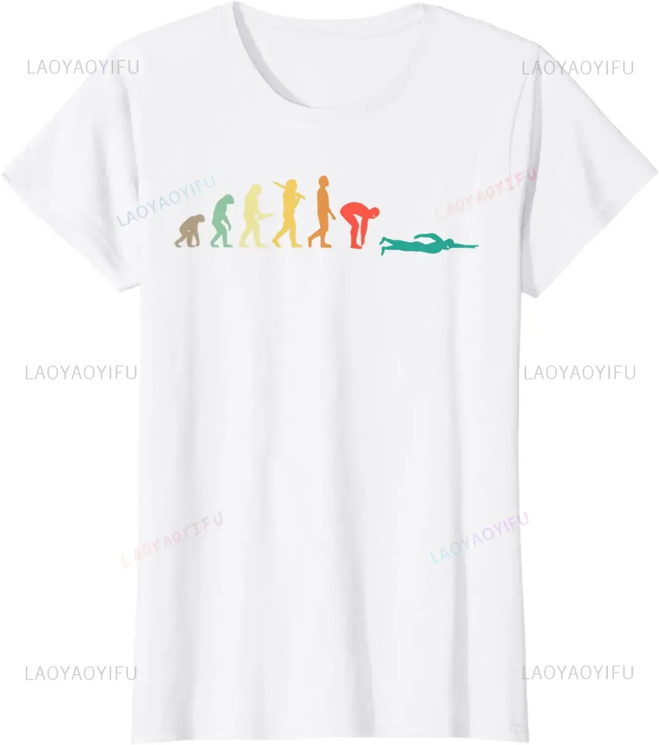 수영 선수를위한 레트로 그래픽 수영 진화 선물 캐주얼  - Women'S Fashion Graphic Tees 리뷰 및 가격