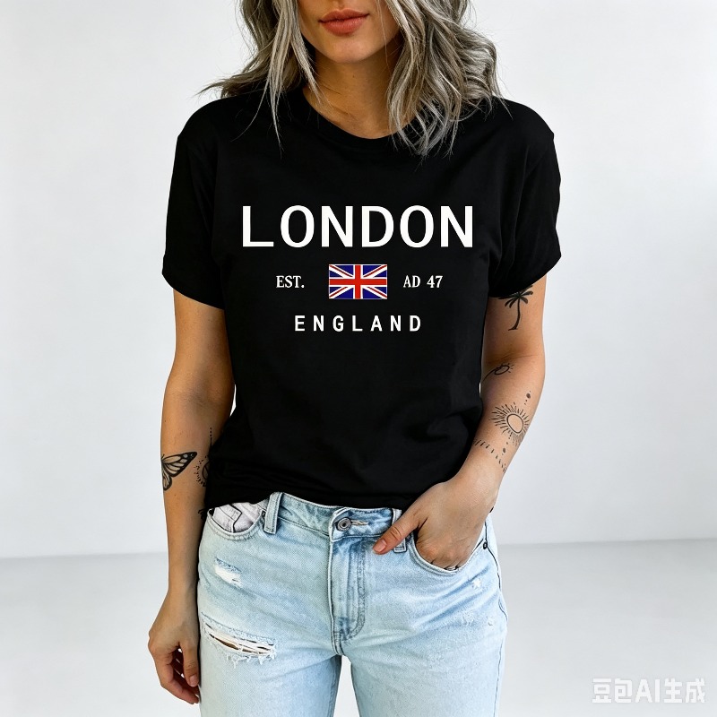 여름 여성 런던 영국 티셔츠 심플 다용도 반팔 크루넥  - Women'S Fashion London 리뷰 및 가격