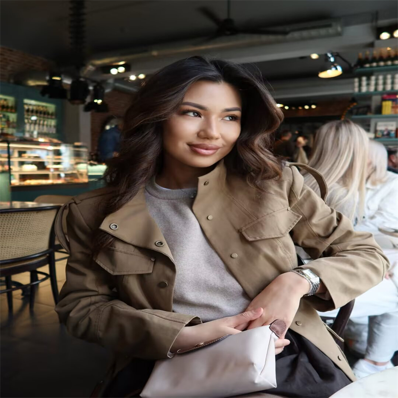 밀리터리 스타일 유틸리티 재킷 여성용 카키색 스탠드 칼 - Women'S Fashion Utility Vest 리뷰 및 가격