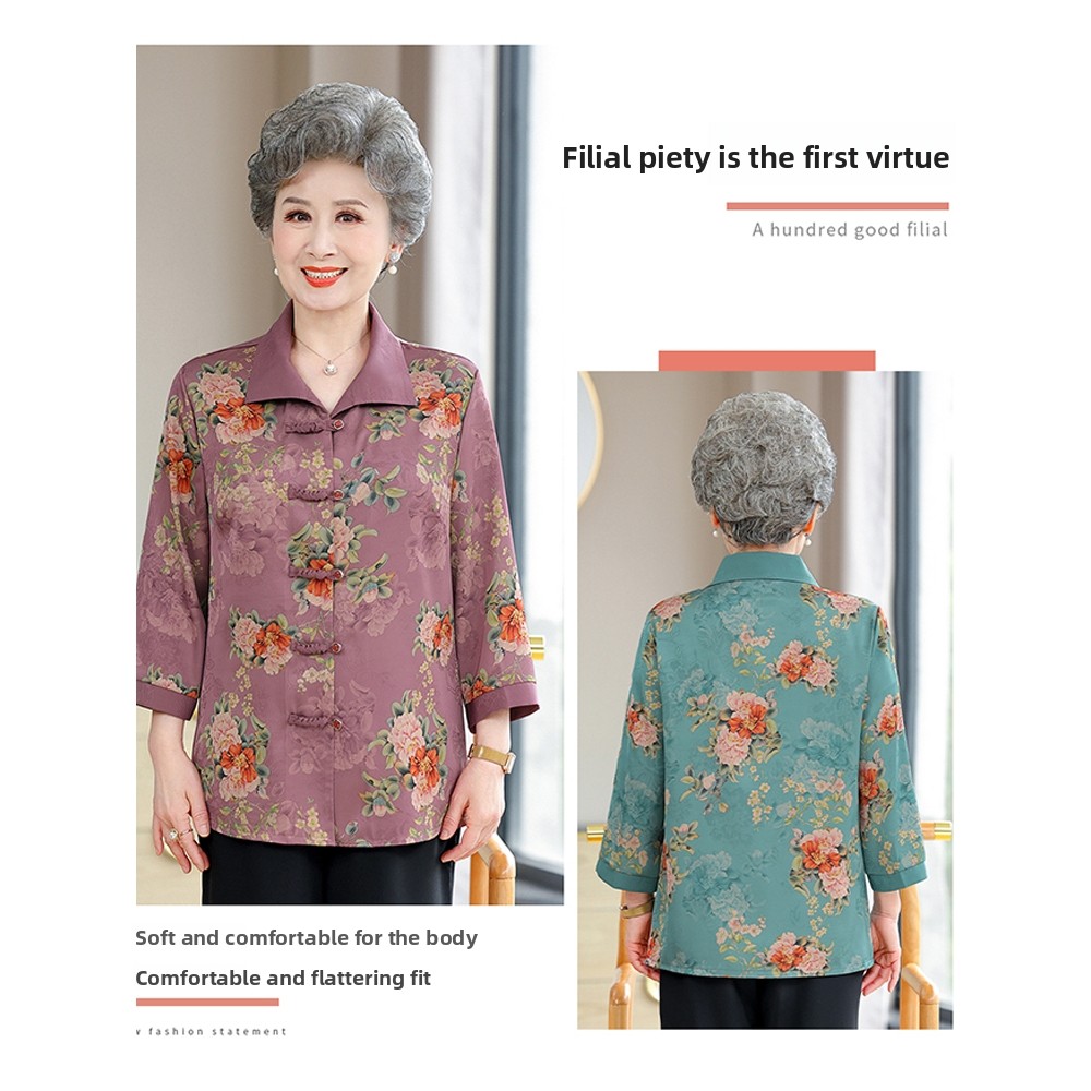 고급스러운 7부 소매 버튼 디테일의 노년 여성용 셔츠, - Women Fashion Over The Years 리뷰 및 가격