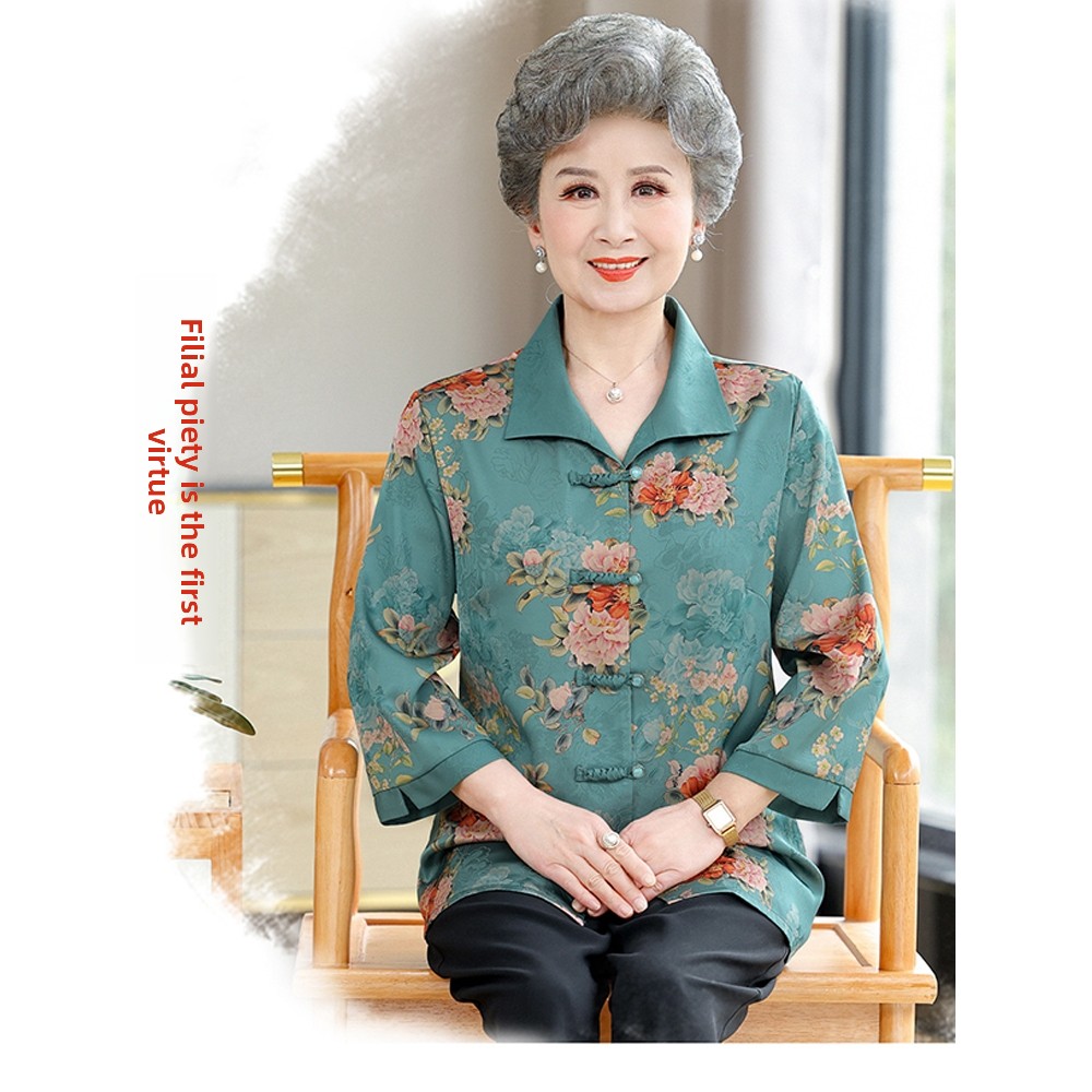 고급스러운 7부 소매 버튼 디테일의 노년 여성용 셔츠, - Women Fashion Over The Years 리뷰 및 가격
